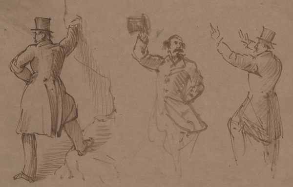 Three portrait studies of Charles Dickens