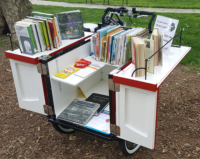 Book Bike open showing books
