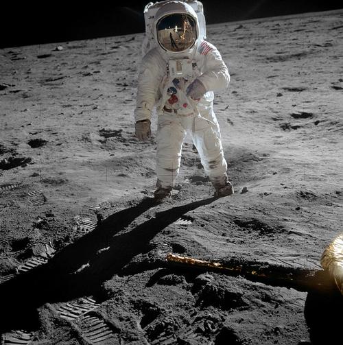 Astronaut Buzz Aldrin on the Moon, July 20, 1969.