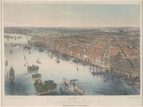 Bird's Eye View of Philadelphia Drawn from Nature and on Stone by J. Bachmann, ca. 1850, Rare Book Department, item AMER018501