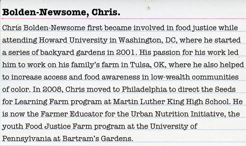 Chris Bolden-Newsome, Food Justice Activist
