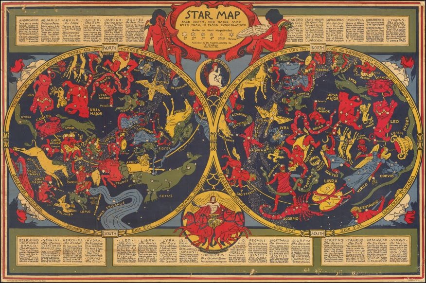 1930s era Zodiac star map