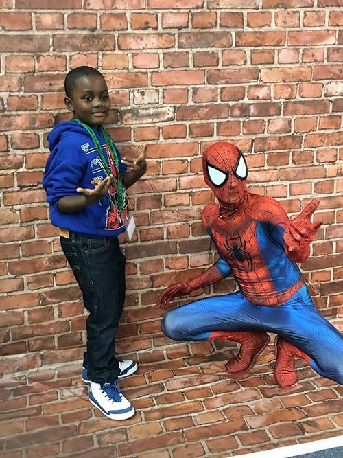 It's Your Friendly Neighborhood Spider-man, hanging out with one of our Comic Con attendees!