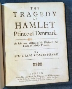 Shakespeare’s Hamlet. London, 1676. Rosenbach. EL1.s527ha 676, 1676