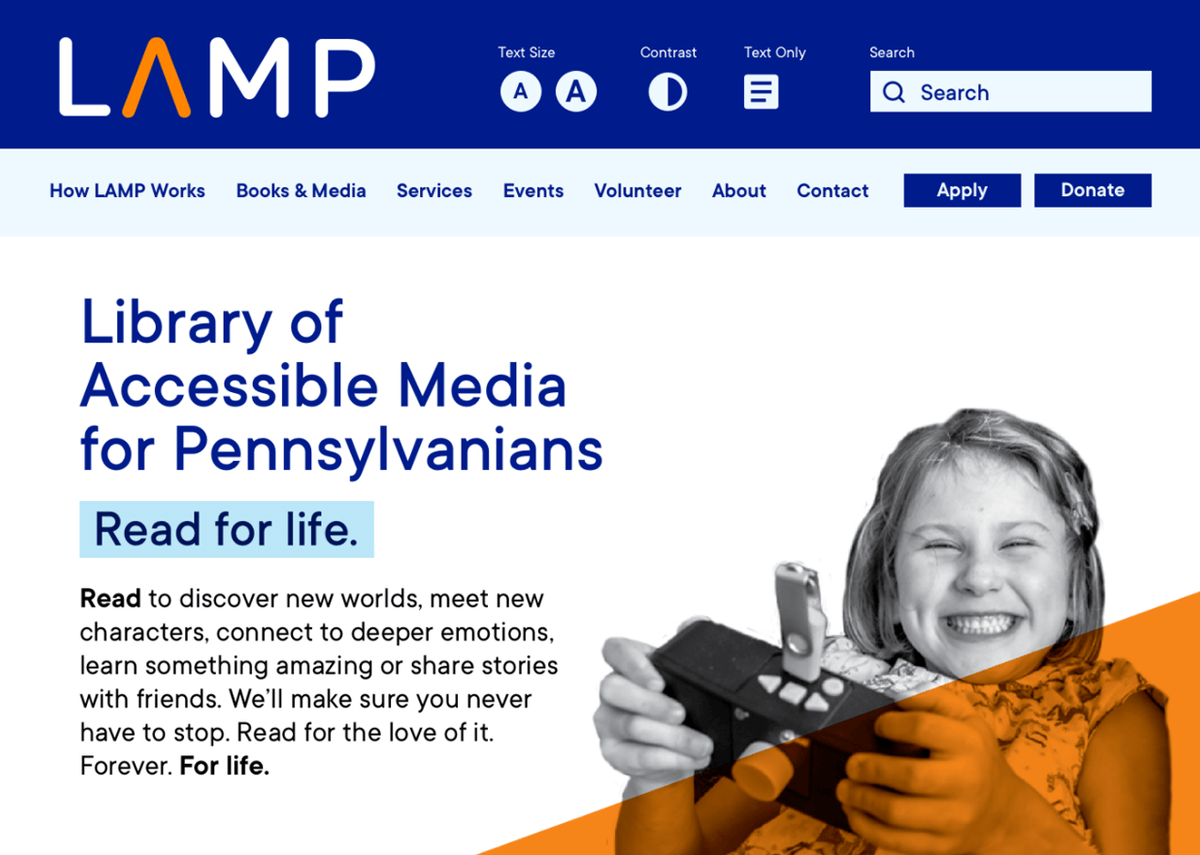 Meet LAMP: Library of Accessible Media for Pennsylvanians, formerly titled Library for Blind and Physically Handicapped.