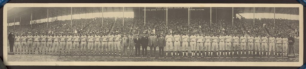 Black and white lineup of Negro League baseball team from 1924