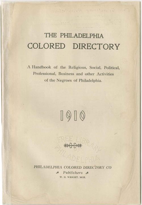 Philadelphia Colored Directory, published in 1910