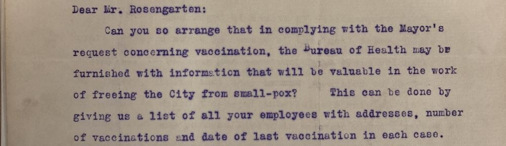 typed 1903 letter from Director of Philadelphia's Department of Public Health to the President of the Free Library