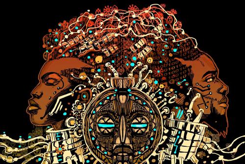 <i>Afrofuturism 2.0: The Rise of Astro Blackness</i> book cover design by John Jennings