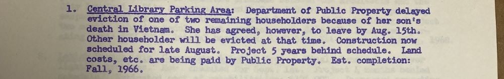 1966 Construction Progress Report for Parkway Central Library