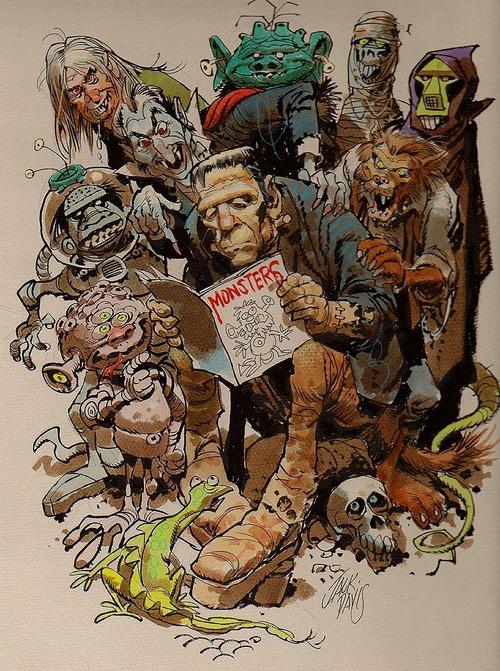 Monsters! Monsters! Read All About It! Monsters illustration by legendary MAD Magazine and EC Comics artist Jack Davis