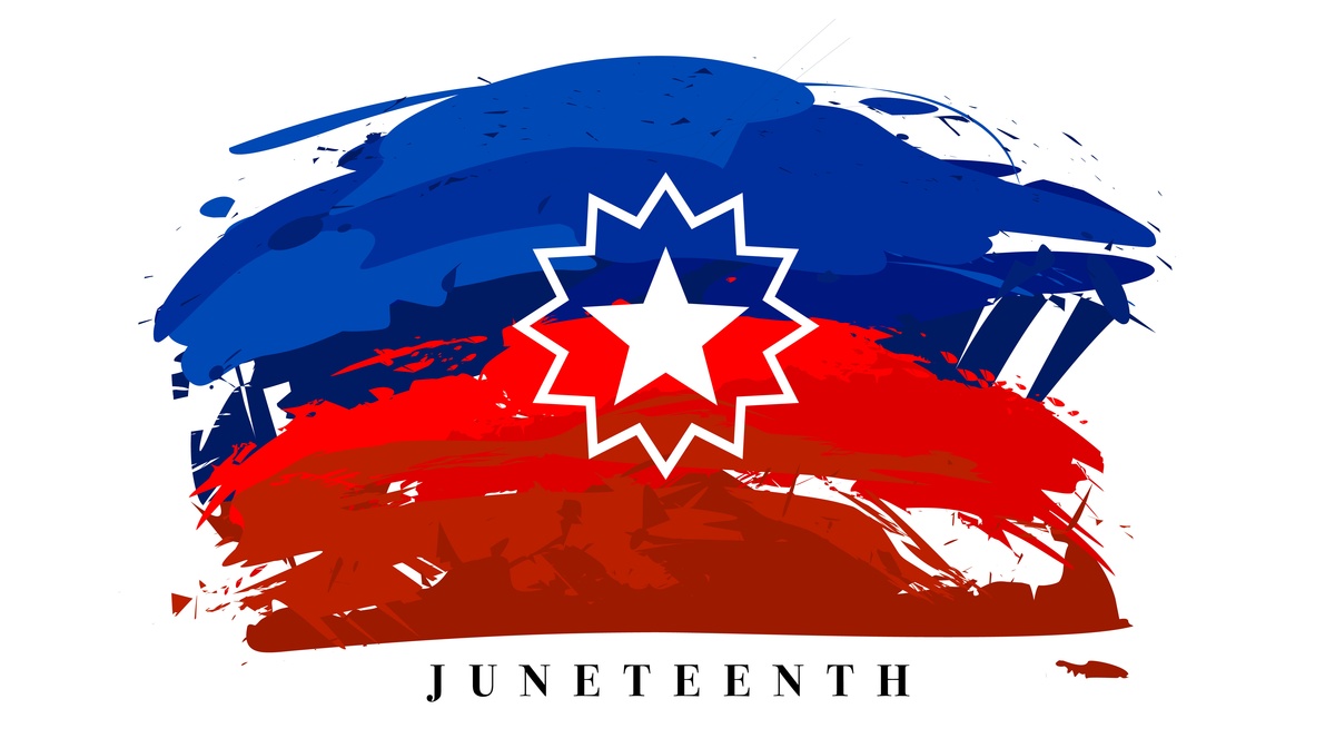 The present version of the Juneteenth flag was first flown in 2000. The colors and symbols on the flag are representative of freedom and the end of slavery.