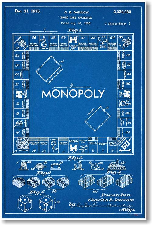 Charles B. Darrow's patent blueprint for Monopoly