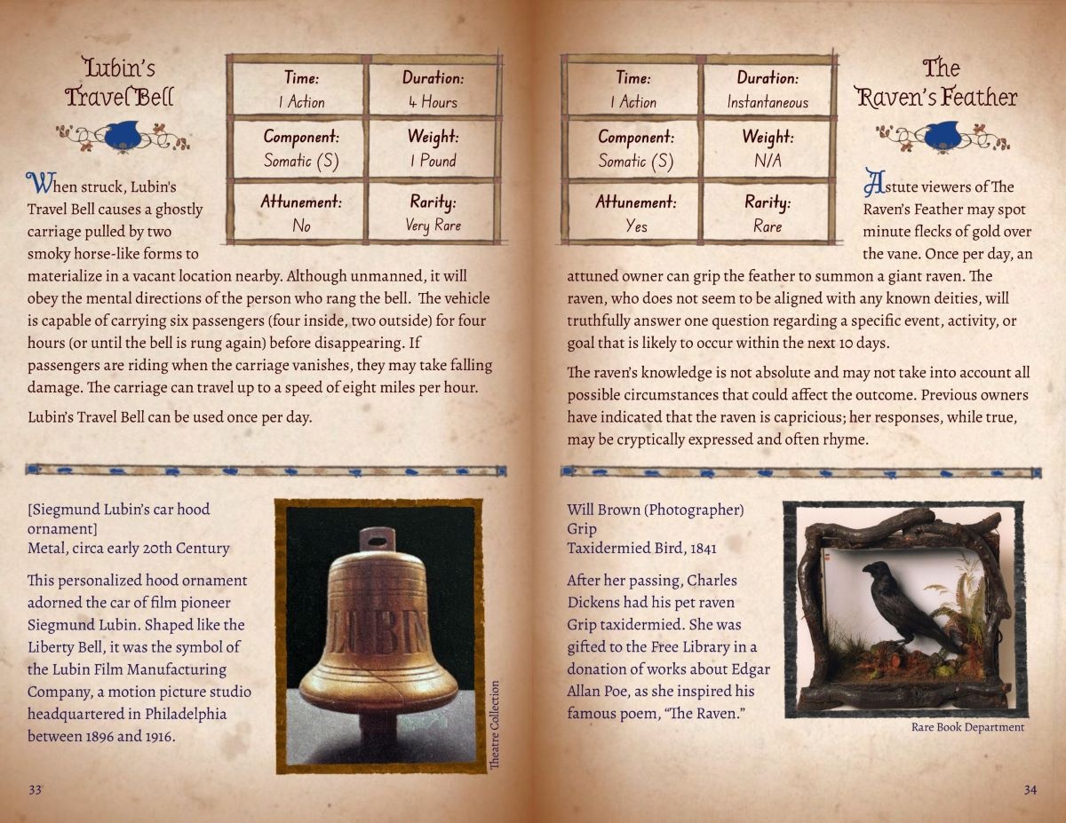 Pages 33-34 of the Oddities and Wonders A Selection of Unusual Artifacts featuring library special collection items