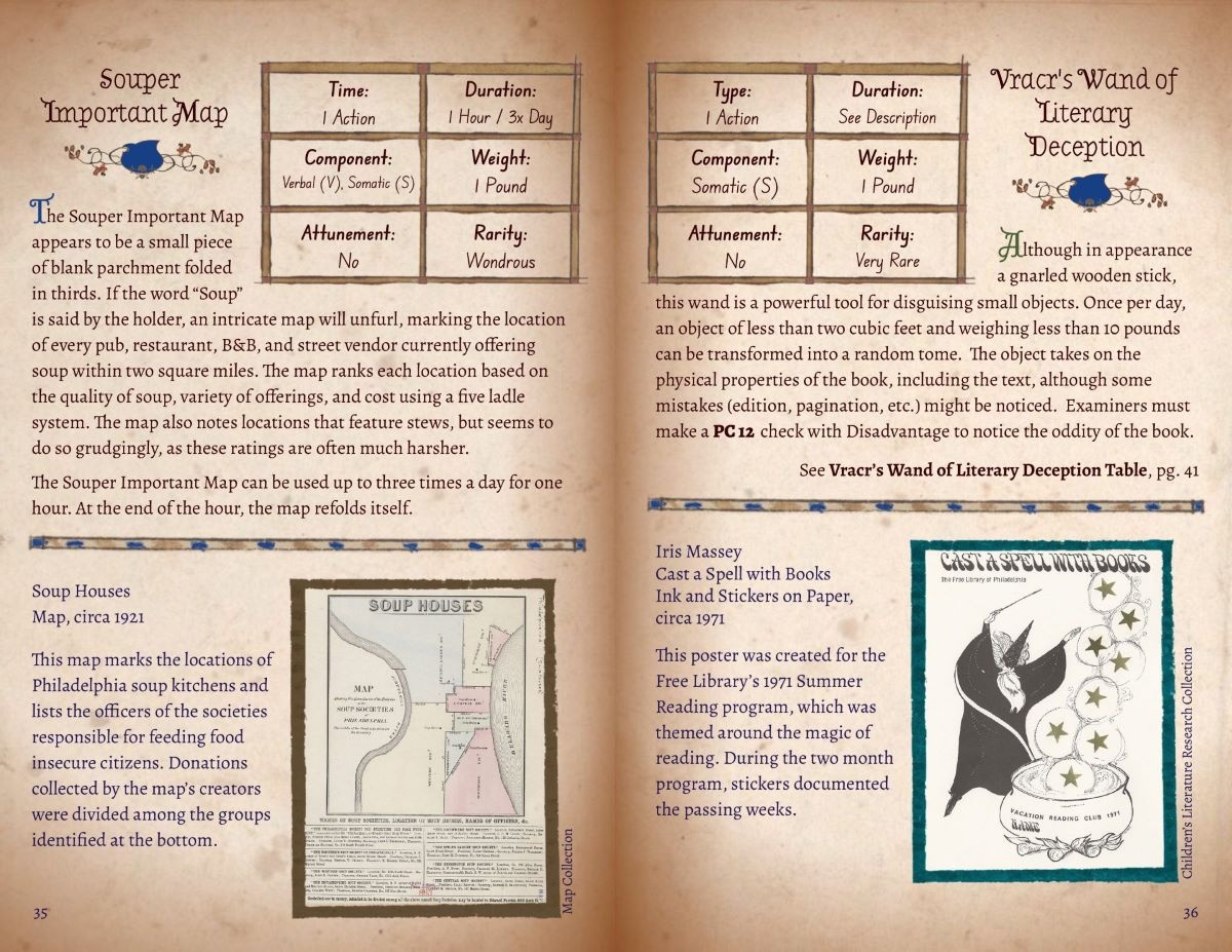 Pages 35-36 of the Oddities and Wonders A Selection of Unusual Artifacts featuring library special collection items