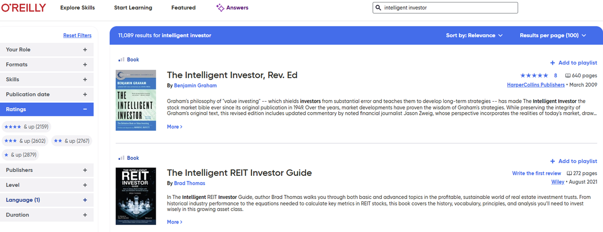 screen capture of O'Reilly for Public Libraries database