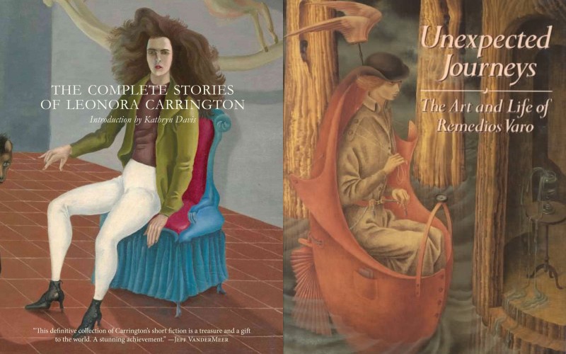 Books about surrealist artists Leonora Carrington and Remedios Varo.