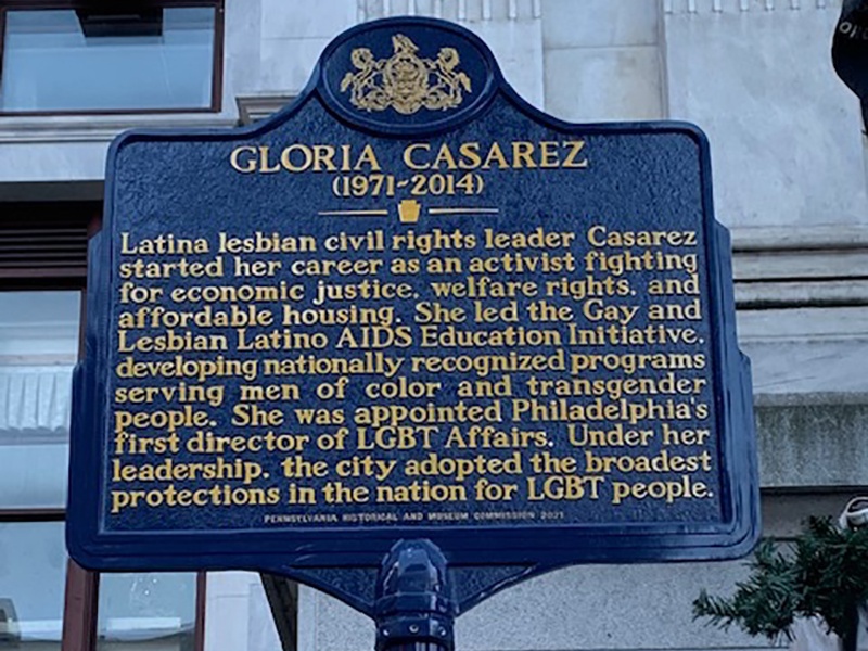 Gloria Casarez plaque at City Hall.