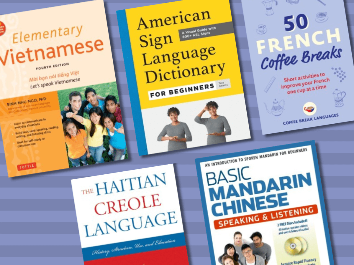 These new world language learning books are ready to borrow from the Free Library's catalog!