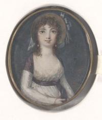 Elizabeth Arnold Hopkins Poe (1787–1811). Portrait on ivory. Gift of Colonel Richard Gimbel.