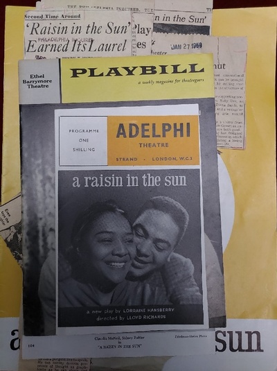 newspaper cutouts and playbills of Lorraine Hansberry