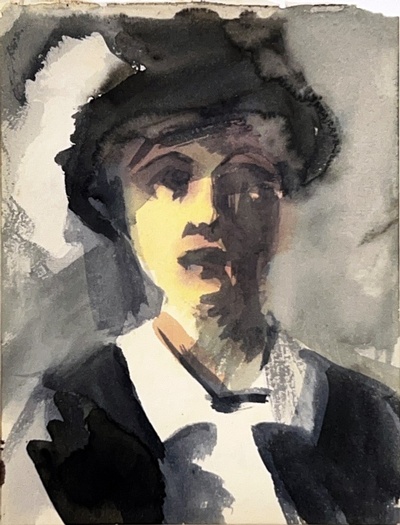 watercolor self portrait of Violet Oakley